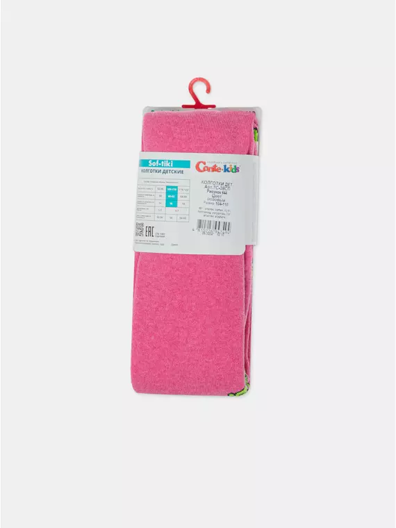Теплые колготки sof-tiki (махровые внутри) с рисунками 644 розовый, 7С-38СП, 104-110 (16), CONTE-KIDS,  - 7