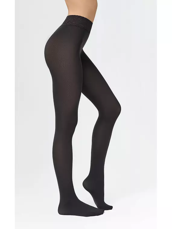 Теплые колготки с кружевным поясом diamante micro 100 carbone, DIAMANTE MICRO 100 (кружевной пояс микрофибра), 3, MINIMI,  - 3