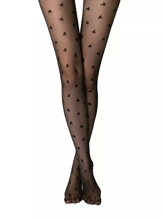 Колготки с рисунком «сердечки» tresor nero, 24С-85СП, 4, CONTE ELEGANT,  - 2