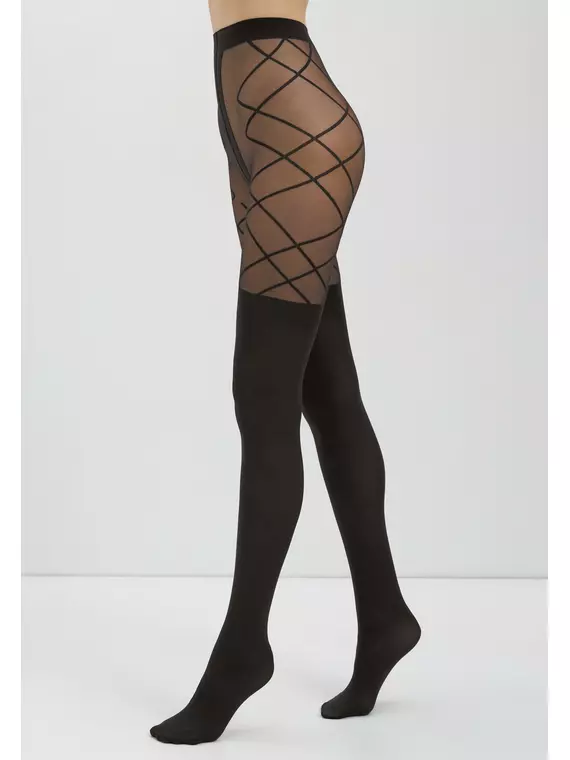 Колготки женские с имитацией гольфинов и рисунком «ромбы» concept grafit, 21С-3СП, 4, CONTE ELEGANT,  - 1