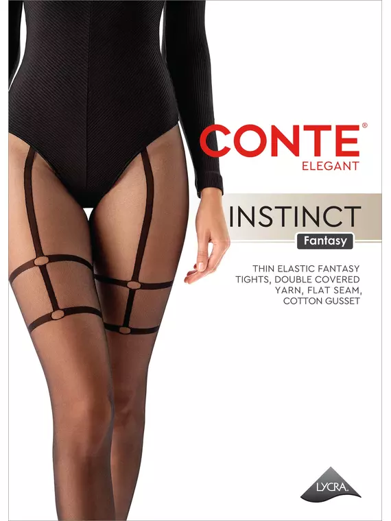 Колготки с имитацией чулок с подвязками instinct nero, 24С-79СП, 3, CONTE ELEGANT,  - 1