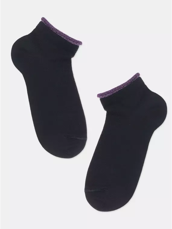 Укороченные спортивные носки из хлопка active 035 черный-лиловый, 12С-32СП, 39-41 (25-27), CONTE ELEGANT,  - 3