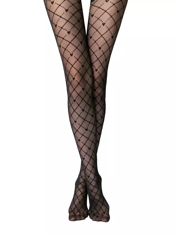 Колготки с рисунком в сердечки bella nero, 24С-81СП, 3, CONTE ELEGANT,  - 2