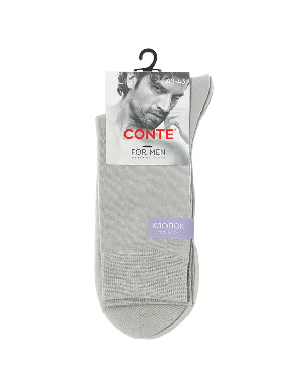 Классические тонкие мужские носки cool 24/7 000 серый, 24С-161СП, 42-43 (27), CONTE ELEGANT,  - 1