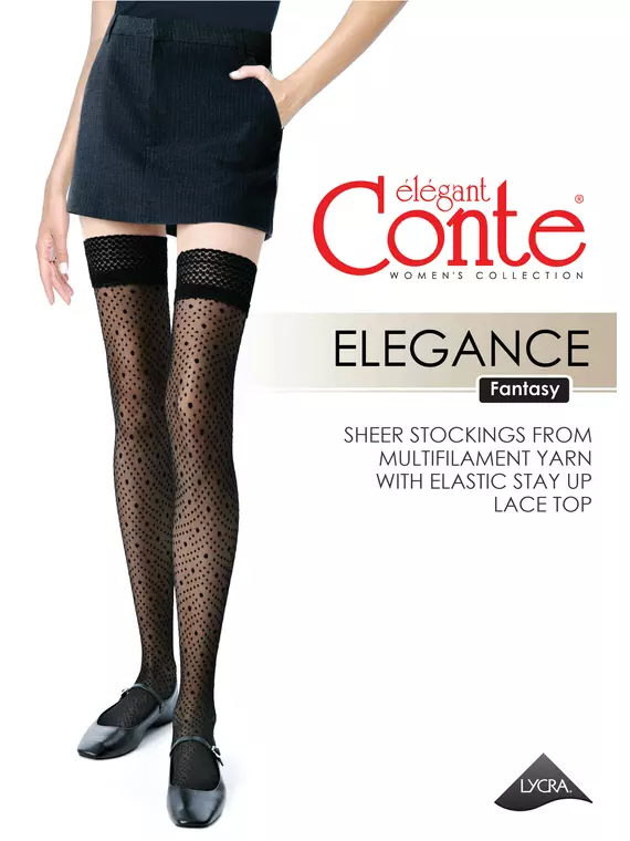 Чулки женские elegance nero, 24С-28СП, 23-25 (1/2), CONTE ELEGANT,  - 1
