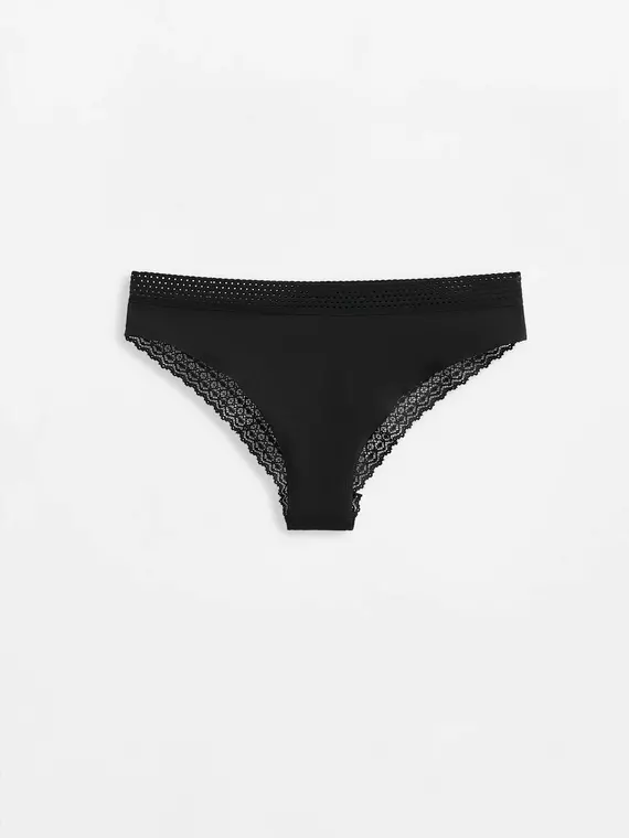 Трусы «бикини» из хлопка и кружева gotic lb 3005 black, 24С-3045ТСП, 106/XL, CONTE ELEGANT,  - 3