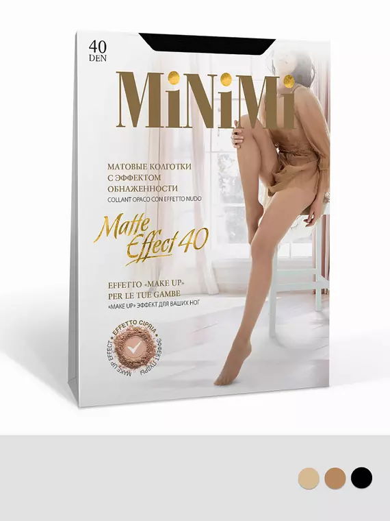 Колготки minimi matte effect 40 (nudo эффект) nero, MATTE EFFECT 40 (NUDO эффект), 3, MINIMI,  - 1