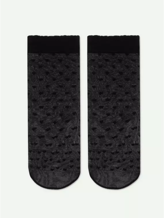 Носки для девочек с рисунком «сердечки» lola nero, 20С-119СП, 20-22, CONTE ELEGANT,  - 4