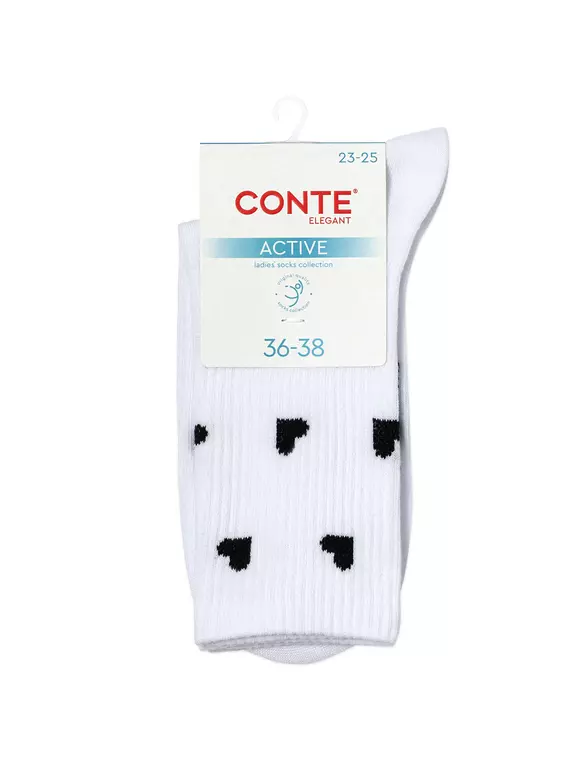 Носки женские с рисунком «сердечки» active 708 белый, 20С-20СП, 36-38 (23-25), CONTE ELEGANT,  - 3