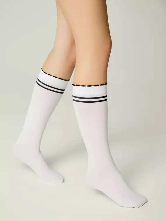 Гольфы детские с контрастными полосами из микрофибры lucky bianco, 24С-174СП, 22, CONTE ELEGANT,  - 4