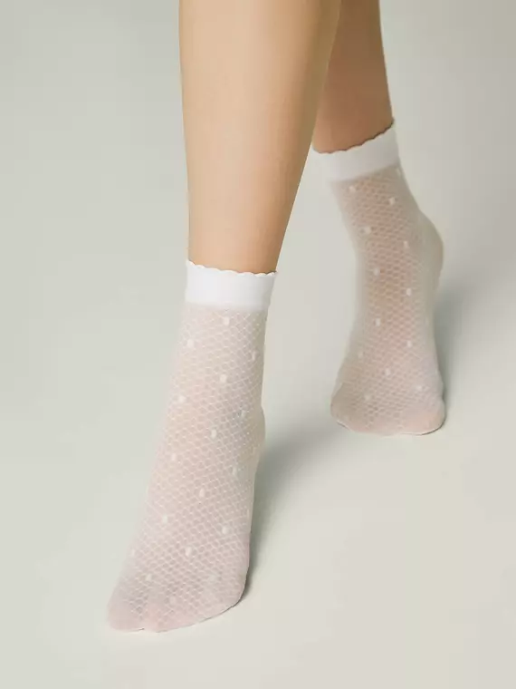 Тонкие детские носки в горошек на сетке mona bianco, 24С-176СП, 20-22, CONTE ELEGANT,  - 2