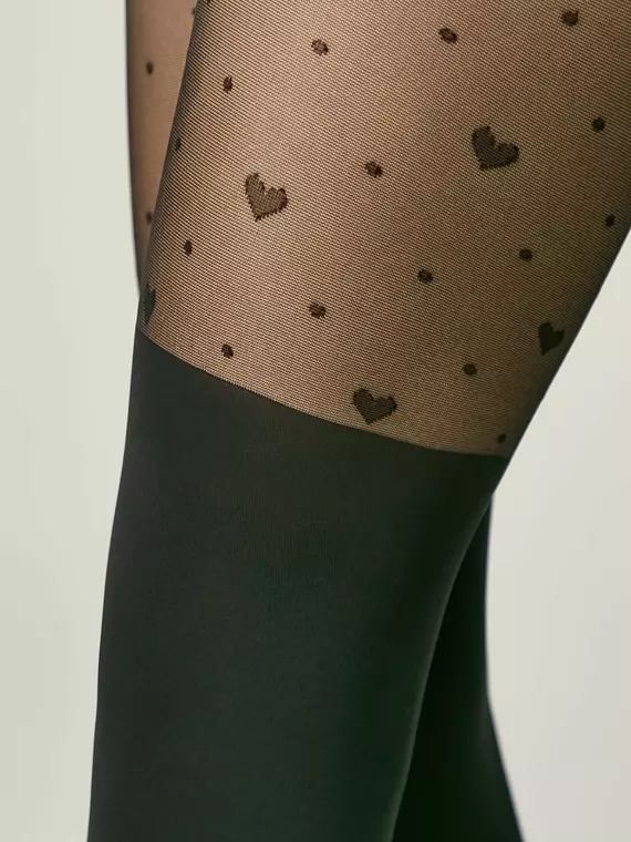 Колготки с сердечками и имитацией гольфинов sweet lady nero, 24С-172/1СП, 152-158, CONTE ELEGANT,  - 4