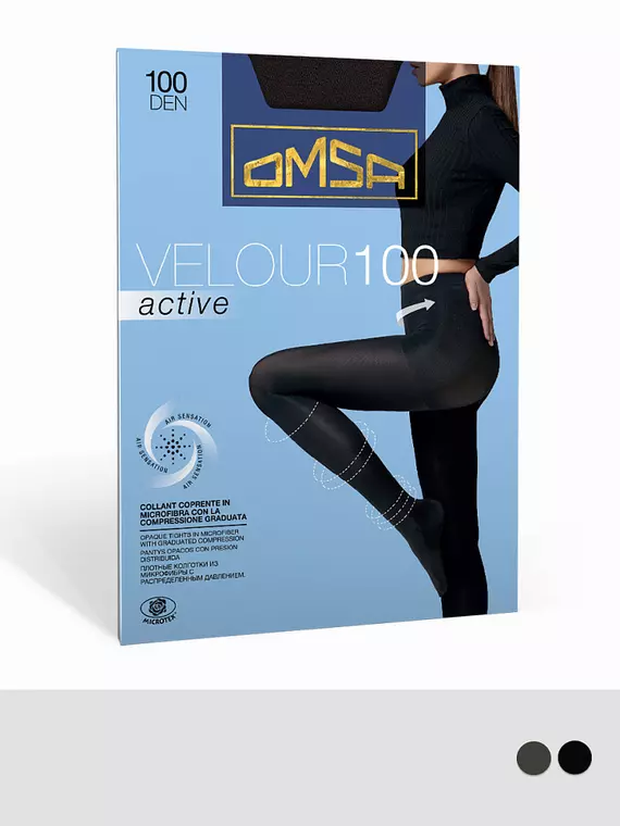 Теплые колготки omsa velour active 100 antracite, VELOUR ACTIVE 100, 4, OMSA,  - 2