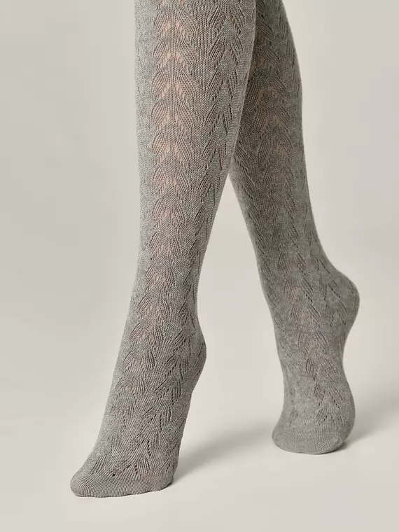 Тёплые ажурные колготки conte ajour 300 grey, 24С-146СП, 2, CONTE ELEGANT,  - 4