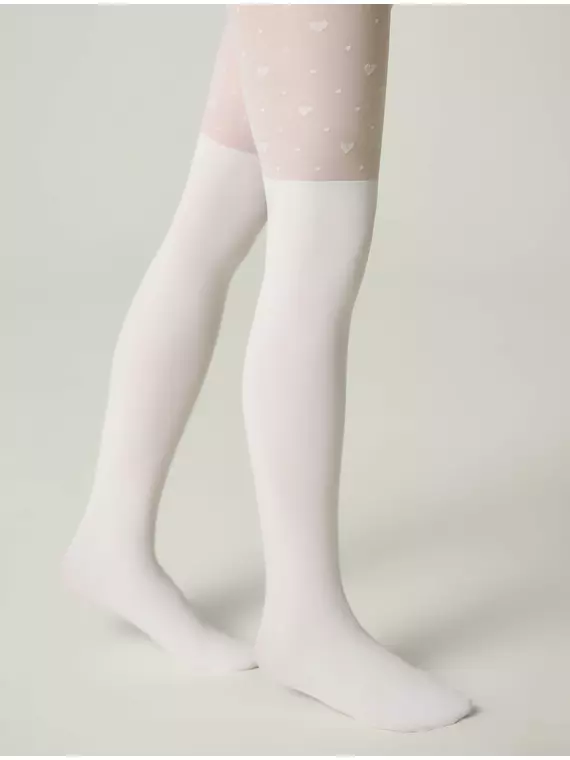 Колготки с имитацией гольфинов и сердечками sweet girl bianco, 24С-172СП, 116-122, CONTE ELEGANT,  - 4