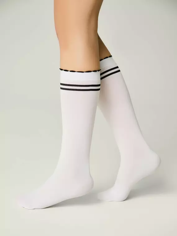 Гольфы детские с контрастными полосами из микрофибры lucky bianco, 24С-174СП, 22, CONTE ELEGANT,  - 2