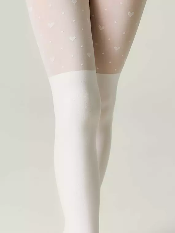 Колготки с имитацией гольфинов и сердечками sweet girl bianco, 24С-172СП, 116-122, CONTE ELEGANT,  - 3