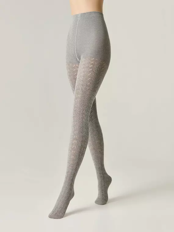 Тёплые ажурные колготки conte ajour 300 grey, 24С-146СП, 2, CONTE ELEGANT,  - 1