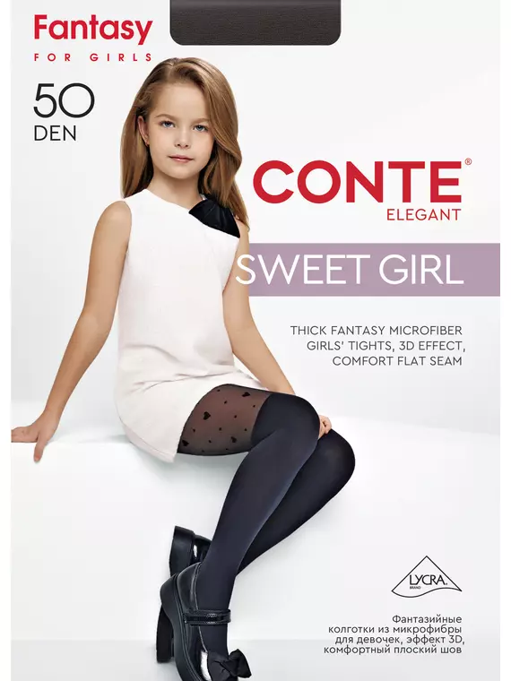 Колготки детские полиамидные sweet girl nero, 24С-172СП, 128-134, CONTE ELEGANT,  - 2