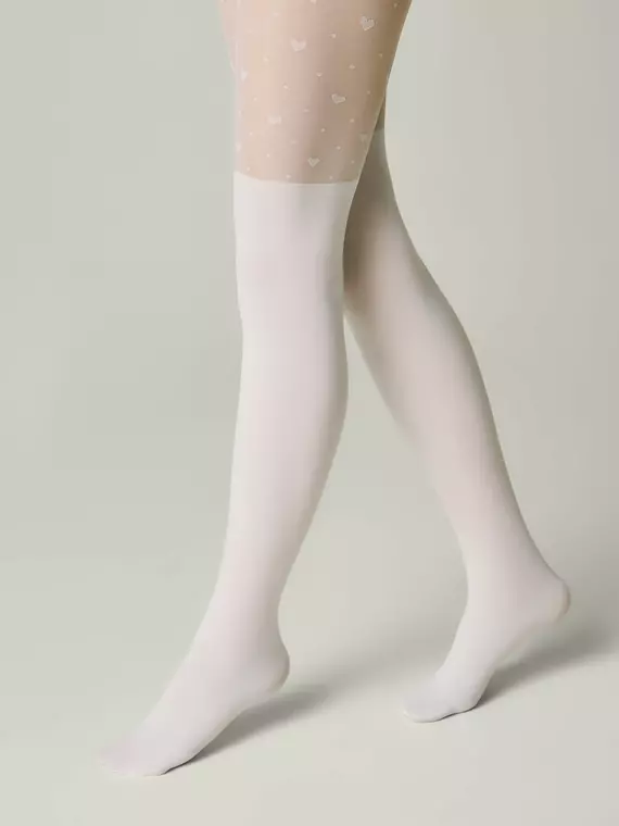 Детские колготки с сердечками и имитацией гольфинов sweet lady bianco, 24С-172/1СП, 152-158, CONTE ELEGANT,  - 3