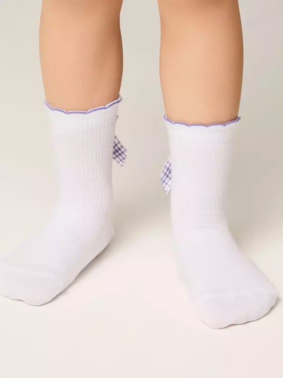 Носки детские (декор, бантики) tip-top 065 белый-сиреневый, 24С-179СП, 16, CONTE-KIDS,  - 2