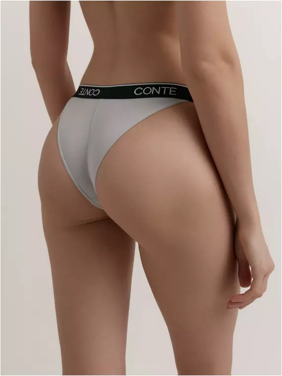 Трусы женские «танга» с фигурным вырезом black&white lta 2246 grey, 22С-2219ТСП, 94/S, CONTE ELEGANT,  - 2
