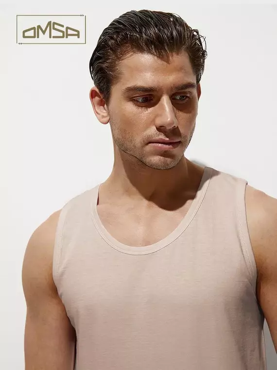 Майка мужская omsa cotton u1101 beige, , 46 (M), OMSA, - 4