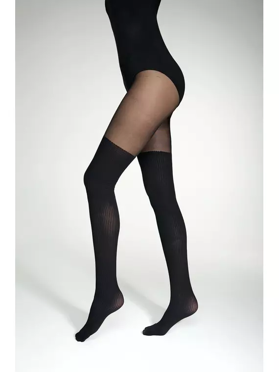 Колготки с имитацией гольфинов в рубчик caprice nero, 24С-181СП, 2, CONTE ELEGANT,  - 2