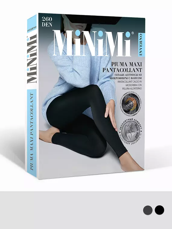 Легинсы женские из микрофибры с флисом minimi piuma 260 maxi nero, pantacollant PIUMA 260 MAXI (микрофибра с флисом), 6, MINIMI,  - 1