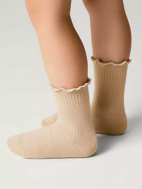 Носки с декоративным волнистым бортом tip-top 1019 бежевый, 25С-30СП, 20-22, CONTE-KIDS,  - 2