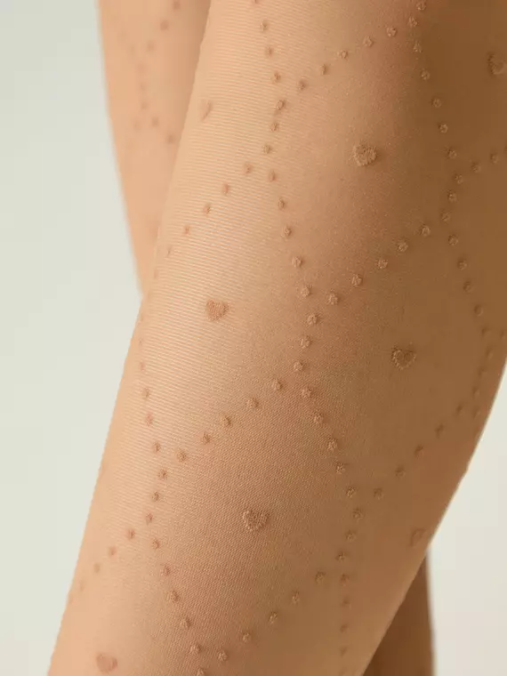 Колготки детские в точку с сердечками conte angelica natural, 24С-165СП, 104-110, CONTE ELEGANT,  - 3