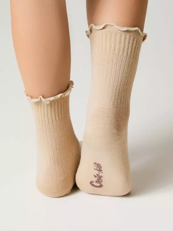 Носки с декоративным волнистым бортом tip-top 1019 бежевый, 25С-30СП, 20-22, CONTE-KIDS,  - 3