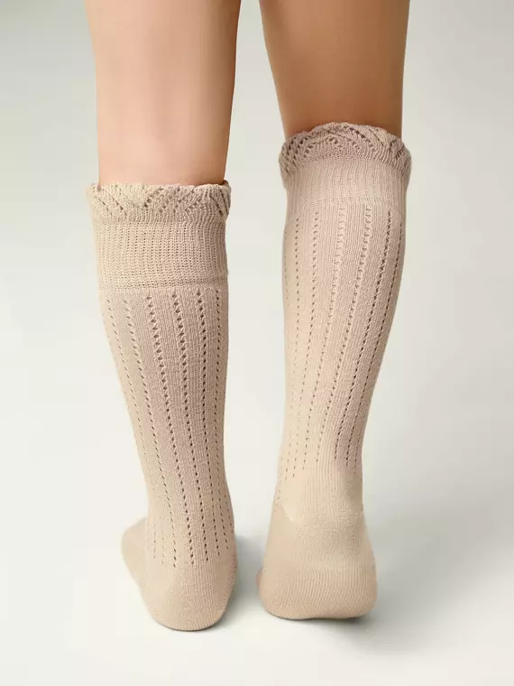 Гольфы с воздушными рюшами и хлопком miss 058 бежевый, 25С-37СП, 22, CONTE-KIDS,  - 3