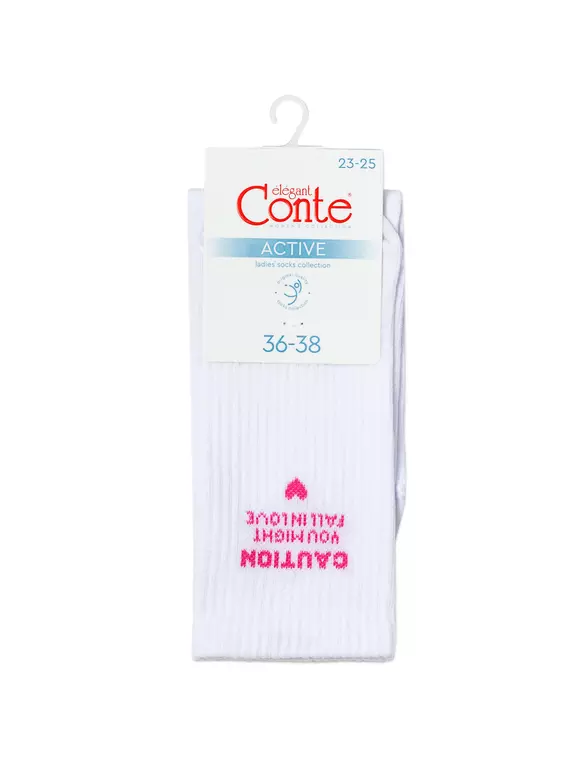 Удлиненные носки c надписью "caution" active 709 белый, 20С-20СП, 39-41, CONTE ELEGANT,  - 4