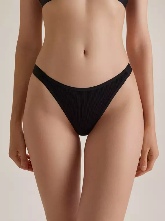 Трусы бразилиано в рубчик active shape lbr 3188 black, 24С-3242ТСП, 98/M, CONTE ELEGANT,  - 1