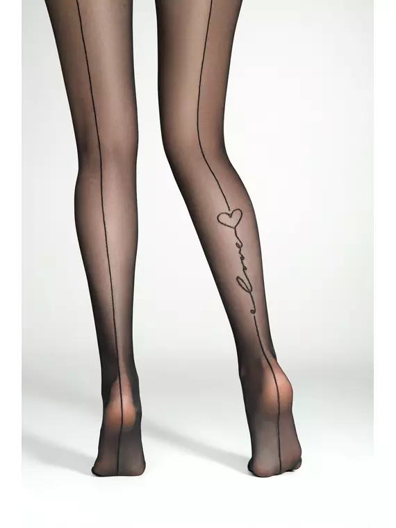 Колготки с имитацией шва и надписью «love» fantasy love you nero, 24С-182СП, 3, CONTE ELEGANT,  - 2