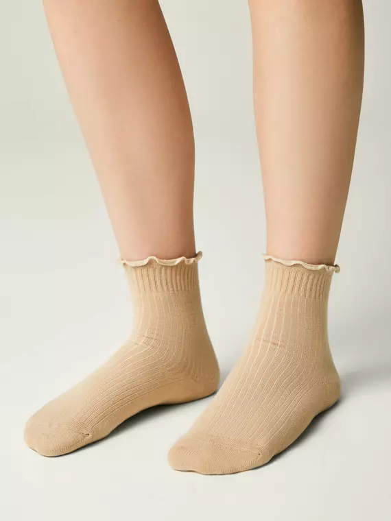 Носки с декоративным волнистым бортом tip-top 1019 бежевый, 25С-30СП, 20-22, CONTE-KIDS,  - 5