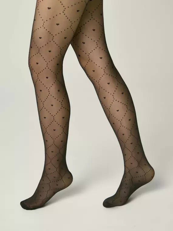 Детские колготки с сердечками angelica nero, 24С-165СП, 140-146, CONTE ELEGANT,  - 4