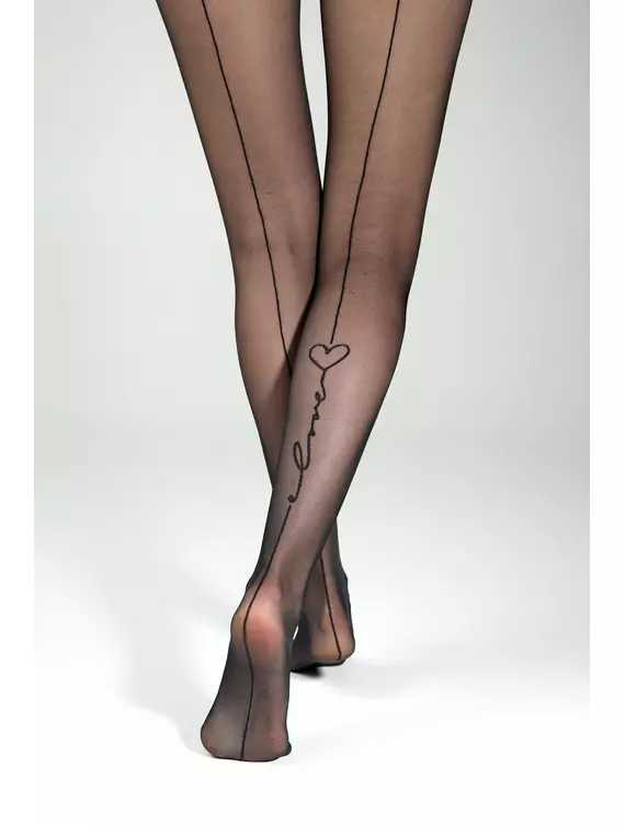 Колготки с имитацией шва и надписью «love» fantasy love you nero, 24С-182СП, 3, CONTE ELEGANT,  - 3