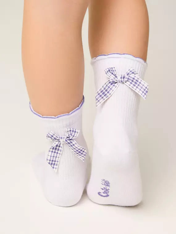 Носки детские (декор, бантики) tip-top 065 белый-сиреневый, 24С-179СП, 16, CONTE-KIDS,  - 1