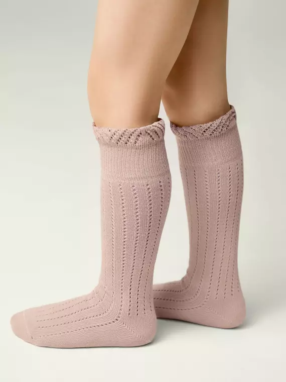 Гольфы с воздушными рюшами и хлопком miss 058 пепельно-розовый, 25С-37СП, 18, CONTE-KIDS,  - 2