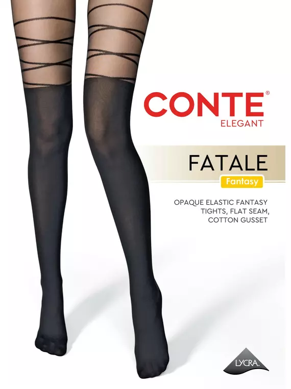 Колготки с имитацией гольфинов со шнуровкой fatale nero, 24С-186СП, 5, CONTE ELEGANT,  - 1