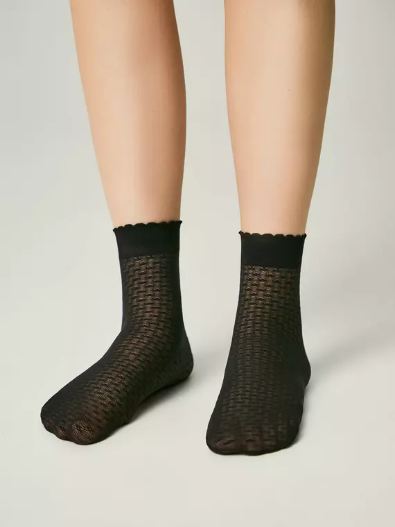 Тонкие носки с геометрическим рисунком julia nero, 24С-175СП, 22-24, CONTE ELEGANT,  - 1