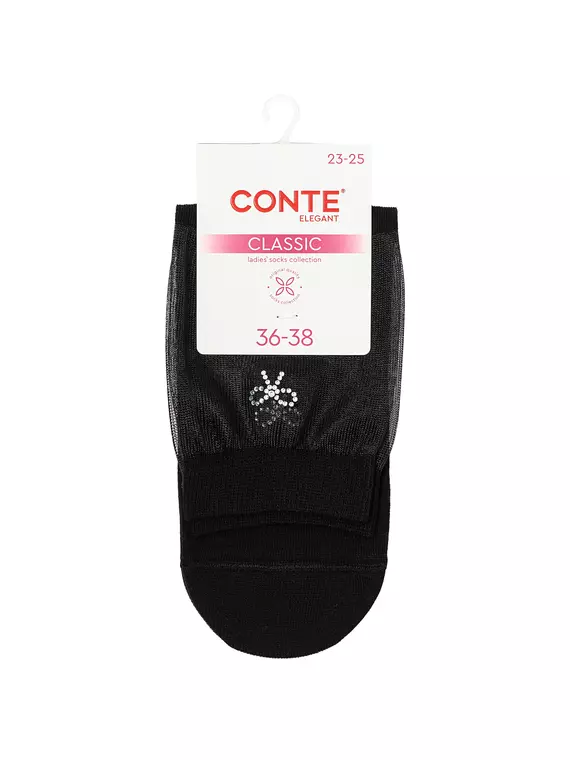 Носки со вставкой из прозрачной сетки и стразами conte classic 683 черный, 24С-178/1СП, 39-41 (25-27), CONTE ELEGANT,  - 4