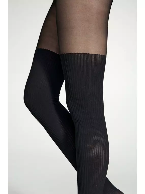 Колготки с имитацией гольфинов в рубчик caprice nero, 24С-181СП, 2, CONTE ELEGANT,  - 3