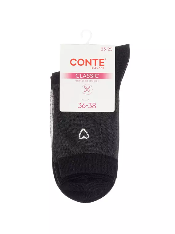 Носки из прозрачной сетки и стразами classic 684 черный, 24С-178СП, 36-38 (23-25), CONTE ELEGANT,  - 4