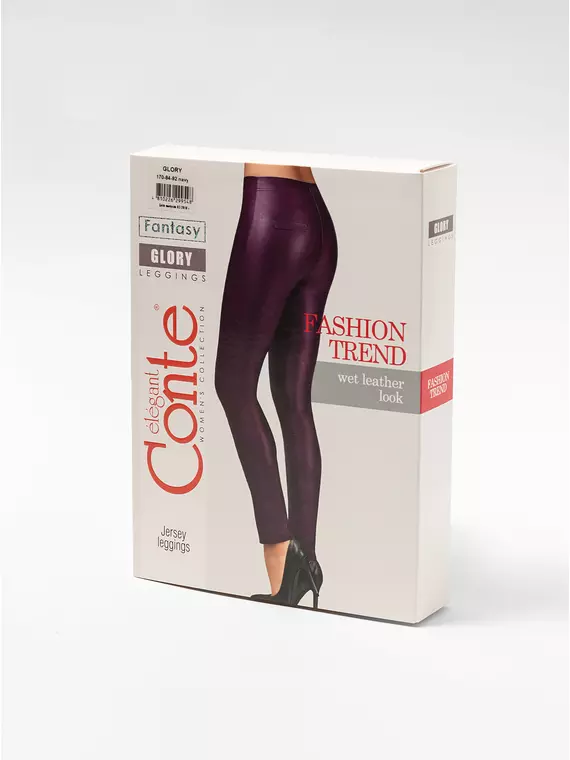 Эффектные леггинсы "под кожу" glory bordo, 17С-313ТСП, 170-84-92/XS, CONTE ELEGANT,  - 1