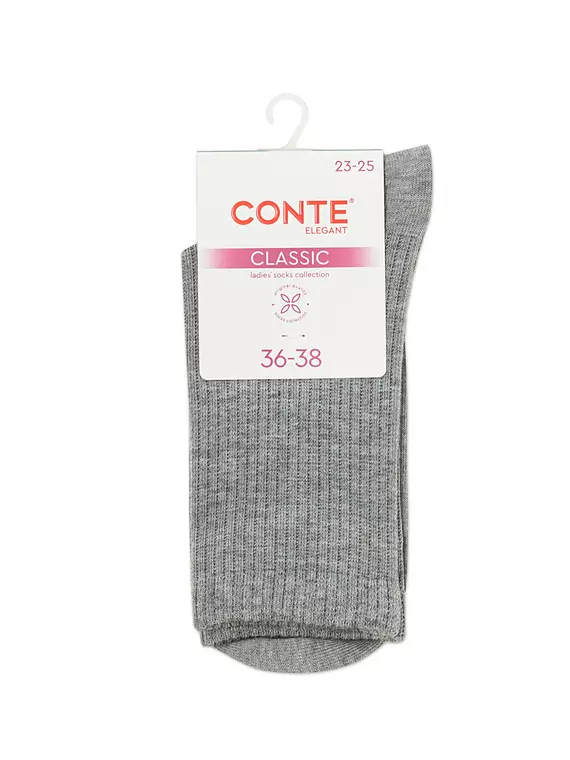 Удлинённые женские носки conte classic 751 серый, 25С-32СП, 36-38 (23-25), CONTE ELEGANT,  - 4