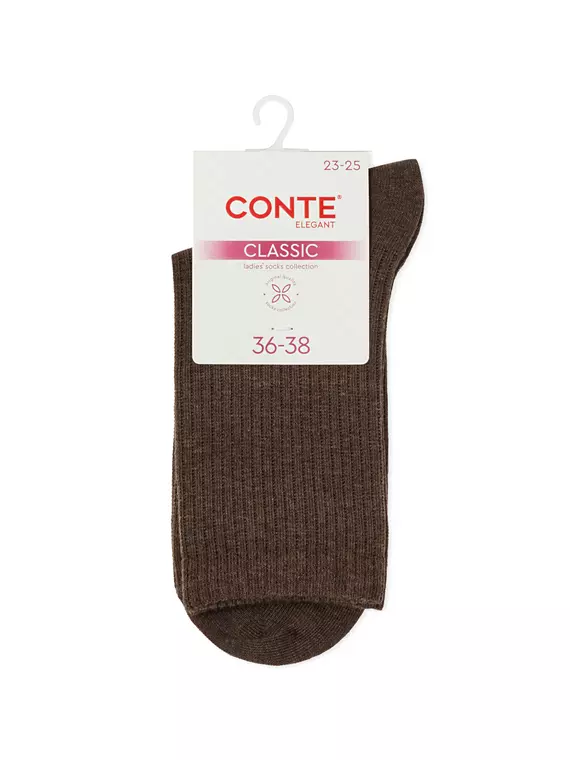 Удлинённые женские носки conte classic 751 шоколадный, 25С-32СП, 36-38 (23-25), CONTE ELEGANT,  - 4