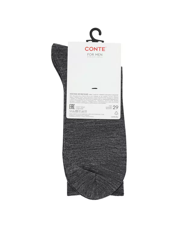 Мужские удлинённые носки с шерстью conte 000 темно-серый, 25С-87СП, 44-45 (29), CONTE,  - 5